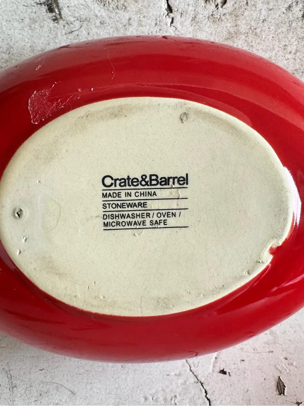 Crate & Barrel Small Red Oval Ceramic Baking Casserole Dish w/Lid - Oven Safe